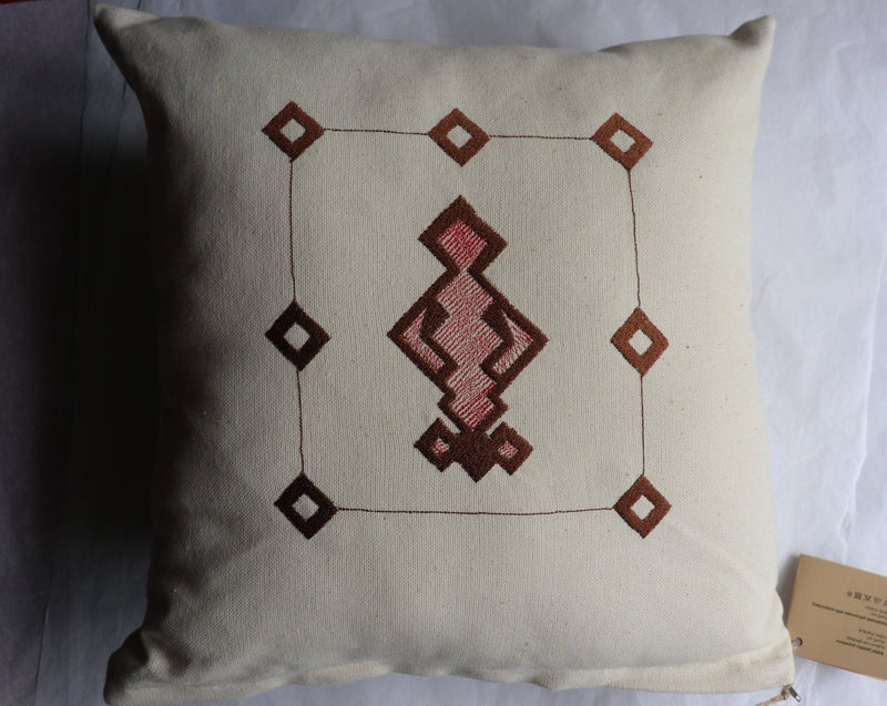 Goddess on throne - Embroidered pillow in traditional motifs