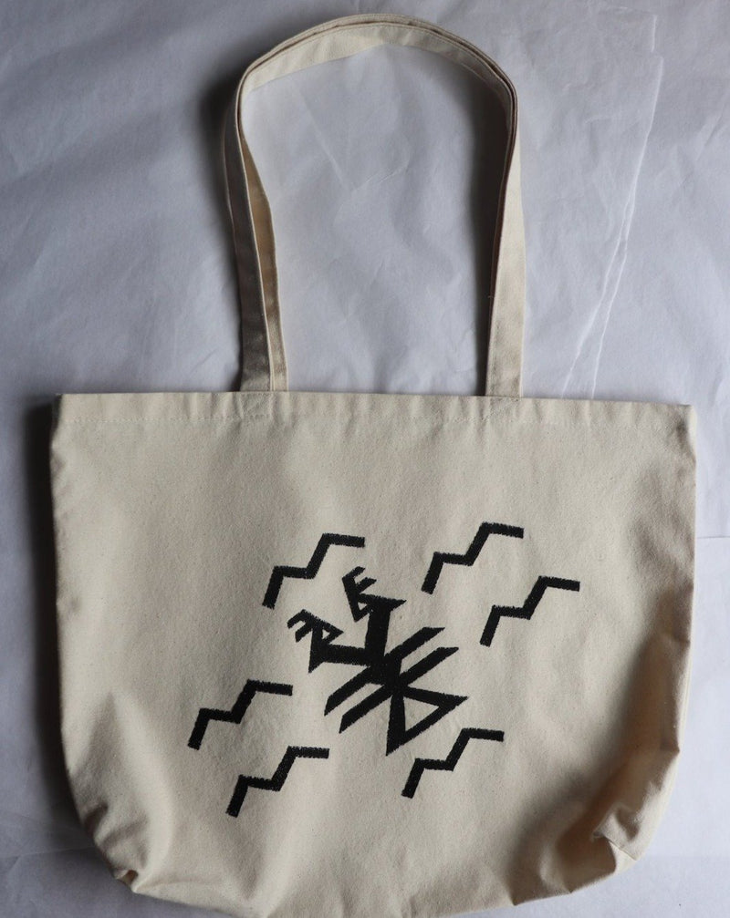 Eagle in traditional motifs - Embroidered tote bag