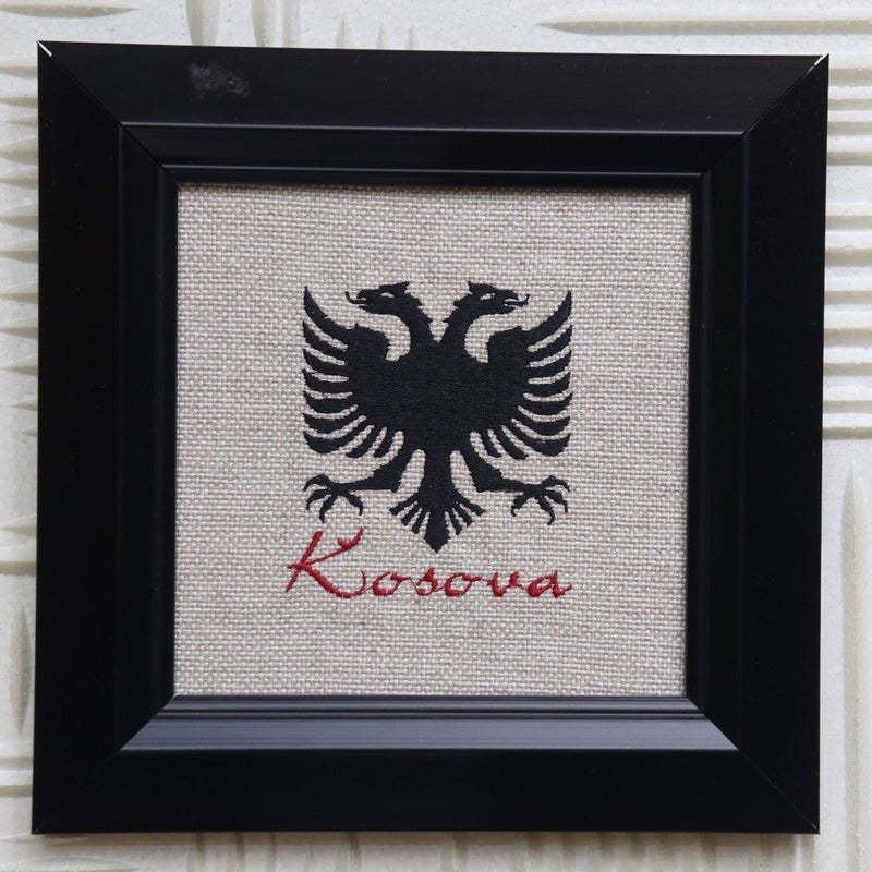 Framed Embroidered Albanian Eagle